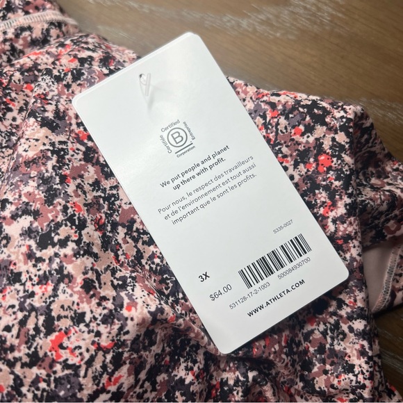 Athleta Conscious Crop Sports Bra Size 3X NWOT Pink Multi Yoga Gym - Picture 15 of 16